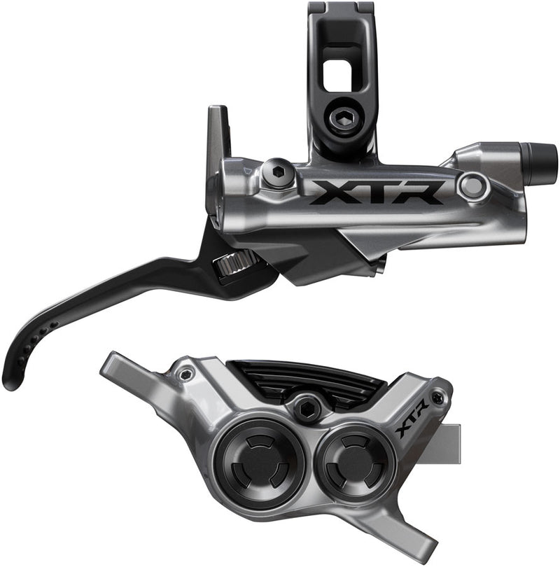 Load image into Gallery viewer, Shimano XTR M9220 Enduro Disc Brake Lever - Right/Rear Post Mount 4-Piston Caliper SM-BH90-SBM Hose Finned Metal Pads Gray
