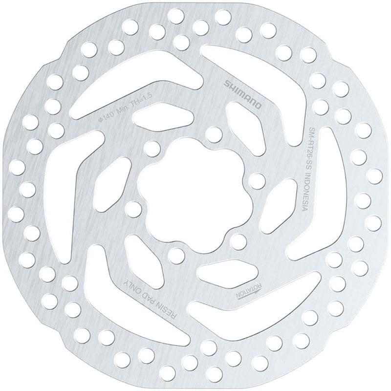 Load image into Gallery viewer, Shimano SM-RT26 SS Disc Brake Rotor - 140mm 6-Bolt Bolts Included For Resin Pad Only
