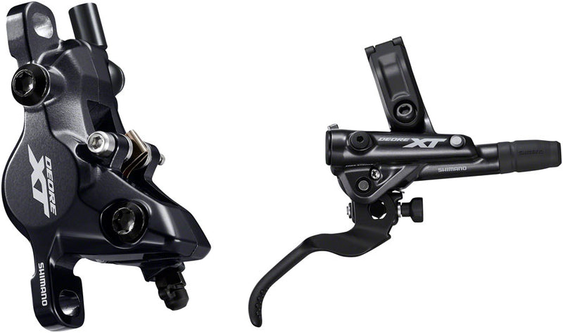 Load image into Gallery viewer, Shimano Deore XT BL-M8100/BR-M8100 Disc Brake Lever - Rear Hydraulic Post Mount 2-Piston Finned Pads I-SPEC EV Clamp Band BLK

