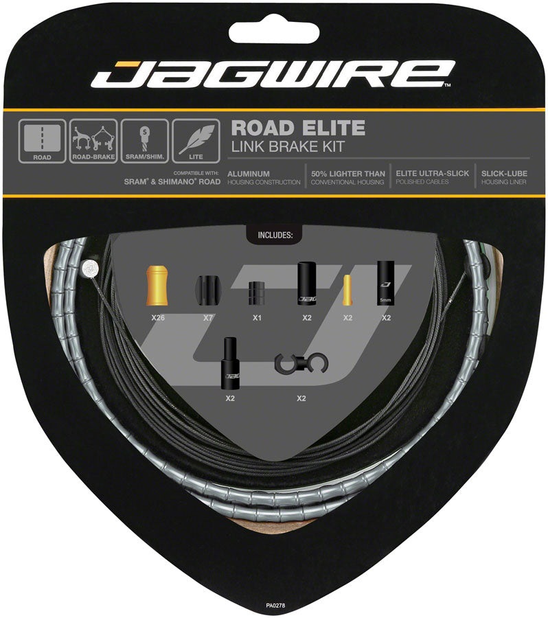 Load image into Gallery viewer, Jagwire Road Elite Link Brake Cable Kit SRAM/Shimano Ultra-Slick Uncoated Cables Ltd. Gray
