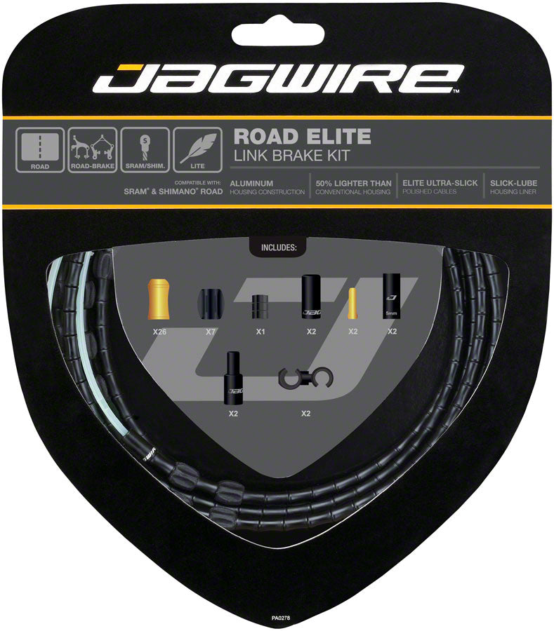 Load image into Gallery viewer, Jagwire Road Elite Link Brake Cable Kit SRAM/Shimano Ultra-Slick Uncoated Cables BLK
