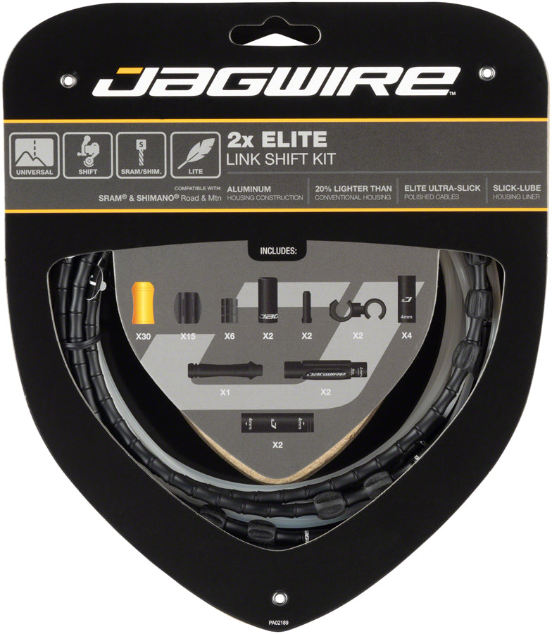Load image into Gallery viewer, Jagwire 2x Elite Link Shift Cable Kit SRAM/Shimano Polished Ultra-Slick Cables BLK

