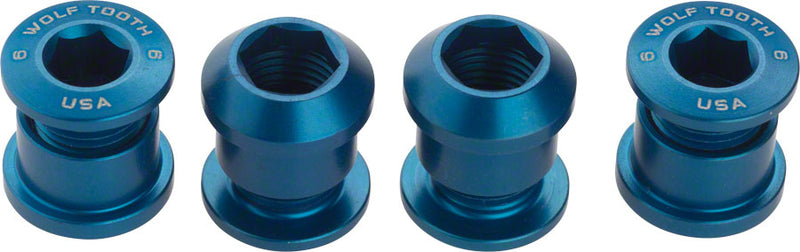 Load image into Gallery viewer, Wolf Tooth 1x Chainring Bolt Set - 6mm Dual Hex Fittings Set/4 Blue
