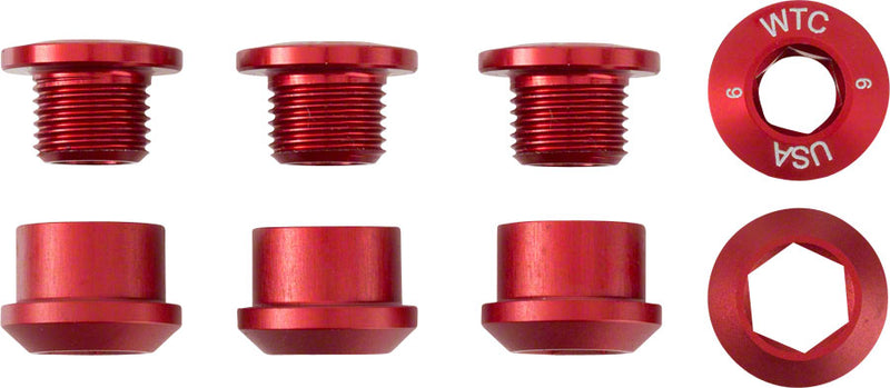 Load image into Gallery viewer, Wolf Tooth 1x Chainring Bolt Set - 6mm Dual Hex Fittings Set/4 Red
