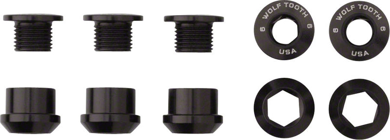 Load image into Gallery viewer, Wolf Tooth 1x Chainring Bolt Set - 6mm Dual Hex Fittings Set/5 Black
