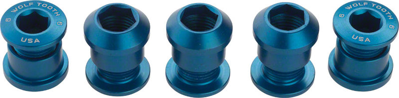 Load image into Gallery viewer, Wolf Tooth 1x Chainring Bolt Set - 6mm Dual Hex Fittings Set/5 Blue
