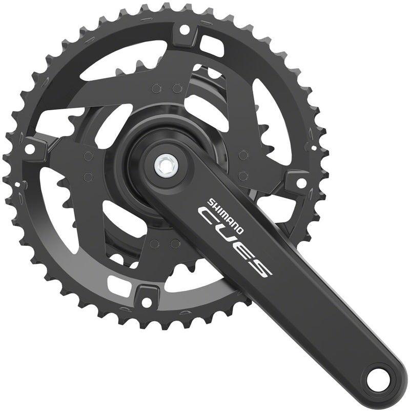 Load image into Gallery viewer, Shimano CUES FC-4010-2 Crankset - 170mm 9/10-Speed 46/30t Riveted Hollowtech II Spindle Interface BLK
