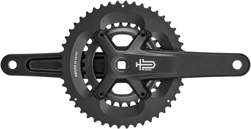 Load image into Gallery viewer, microSHIFT Sword BLK 2x Crankset - 172.mm 9-Speed 48/31t 110/80 Asym BCD JIS Square Taper Spindle Interface BLK
