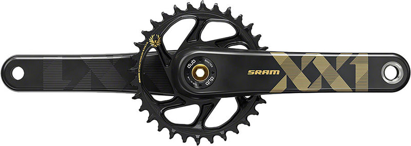 Load image into Gallery viewer, SRAM XX1 Eagle Carbon Boost Crankset - 170mm 12-Speed 34t Direct Mount DUB Spindle Interface BLK/Gold

