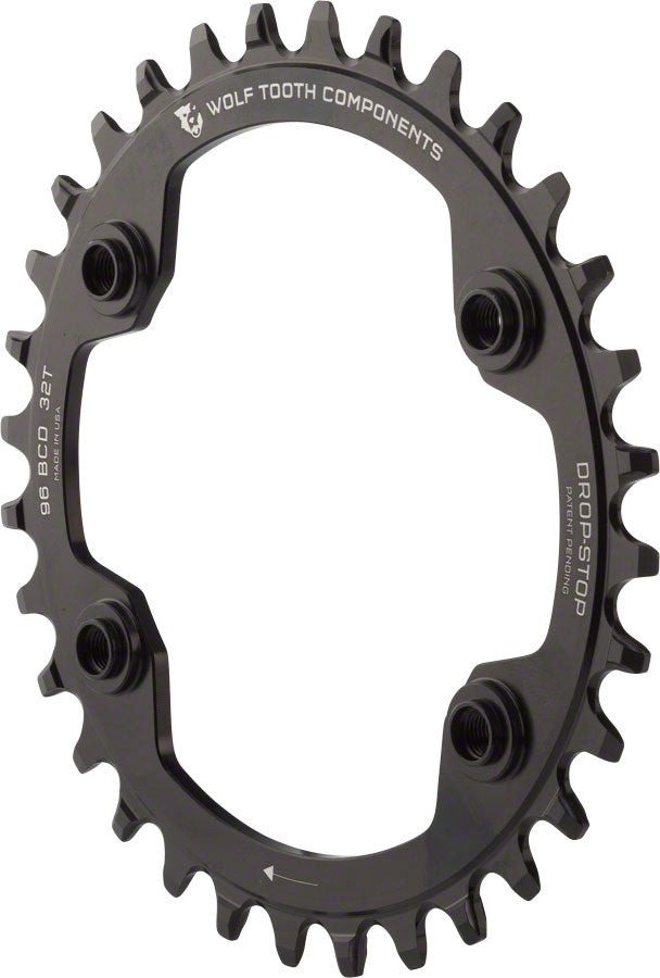 Load image into Gallery viewer, Wolf Tooth 96 BCD Chainring - 30t 96 Asymmetric BCD 4-Bolt Drop-Stop A For Shimano XTR M9000 M9020 Cranks BLK
