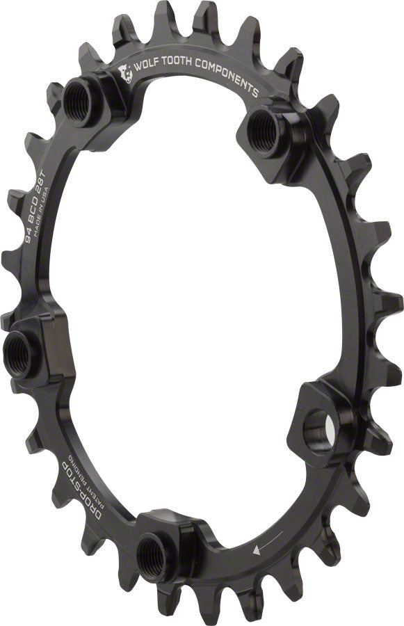Load image into Gallery viewer, Wolf Tooth 94 BCD Chainring - 28t 94 BCD 5-Bolt Drop-Stop A Black
