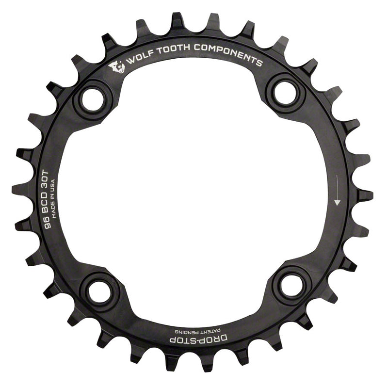 Load image into Gallery viewer, Wolf Tooth 96 Symmetrical BCD Chainring - 32t 96 BCD 4-Bolt Drop-Stop A For Shimano Cranks BLK
