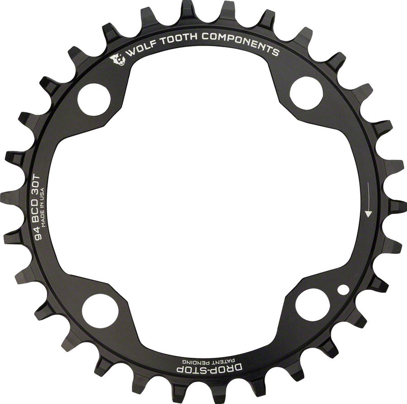 Load image into Gallery viewer, Wolf Tooth 94 BCD Chainring - 30t 94 BCD 4-Bolt Drop-Stop A For SRAM Cranks BLK
