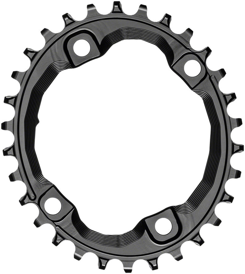 Load image into Gallery viewer, absoluteBLACK Oval 96 BCD Chainring Shimano XT M8000 - 30t 96 Shimano Asymmetric BCD 4-Bolt Narrow-Wide BLK
