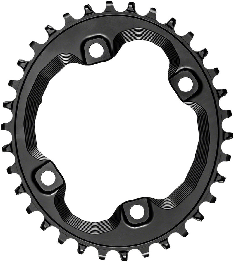 Load image into Gallery viewer, absoluteBLACK Oval 96 BCD Chainring Shimano XT M8000 - 34t 96 Shimano Asymmetric BCD 4-Bolt Narrow-Wide BLK
