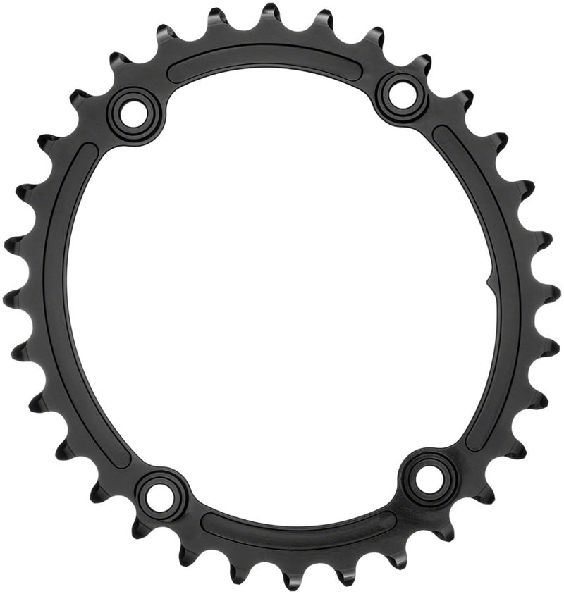 Load image into Gallery viewer, absoluteBLACK Premium Sub-Compact Oval 110 BCD Road Inner Chainring - 32t 110 Shimano Asymmetric BCD 4-Bolt BLK
