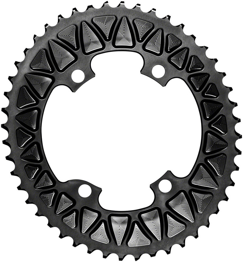 Load image into Gallery viewer, absoluteBLACK Premium Sub-Compact Oval 110 BCD Road Outer Chainring - 48t 110 Shimano Asymmetric BCD 4-Bolt BLK
