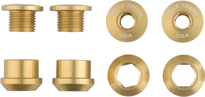 Load image into Gallery viewer, Wolf Tooth 1x Chainring Bolt Set - 6mm Dual Hex Fittings Set/4 Gold
