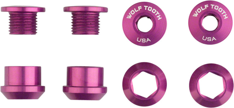 Load image into Gallery viewer, Wolf Tooth 1x Chainring Bolt Set - 6mm Dual Hex Fittings Set/4 Purple
