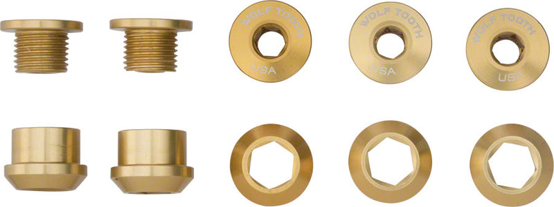 Load image into Gallery viewer, Wolf Tooth 1x Chainring Bolt Set - 6mm Dual Hex Fittings Set/5 Gold
