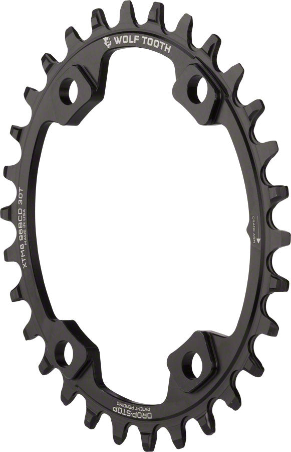 Load image into Gallery viewer, Wolf Tooth Elliptical 96 BCD Chainring - 30t 96 Asymmetric BCD 4-Bolt Drop-Stop A For Shimano XT M8000 SLX M7000 Cranks BLK
