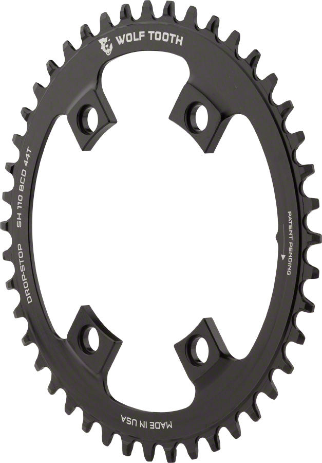 Load image into Gallery viewer, Wolf Tooth Shimano 110 Asymmetric BCD Chainring - 44t 110 Asymmetric BCD 4-Bolt Drop-Stop A For Shimano Cranks BLK

