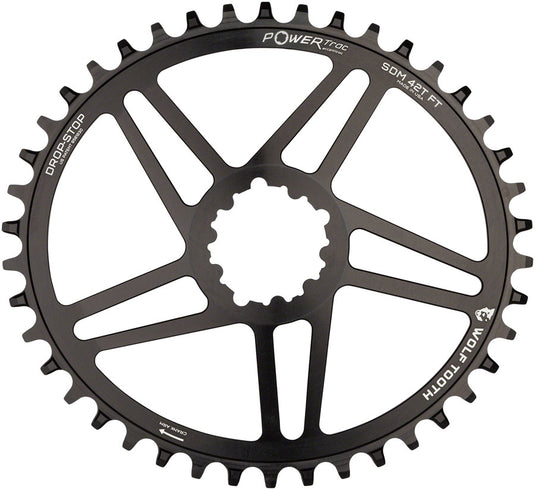 Wolf Tooth Elliptical Direct Mount Chainring - 38t SRAM Direct Mount 6mm Offset Drop-Stop B Flattop Compatible BLK