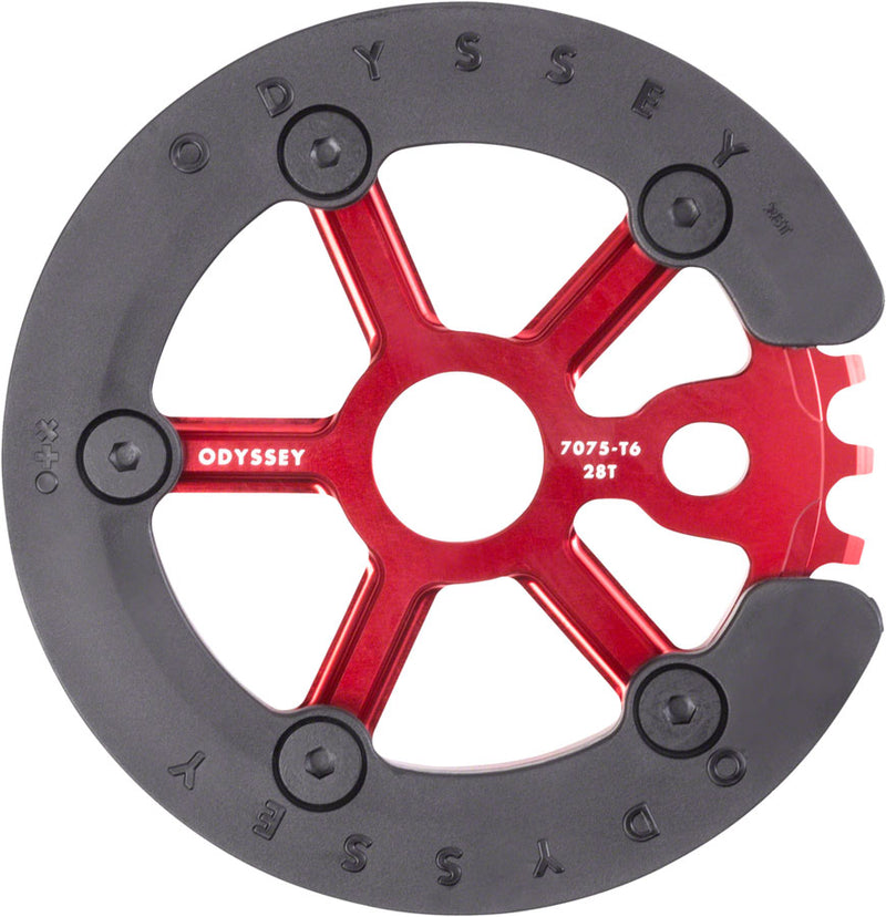 Load image into Gallery viewer, Odyssey Utility Pro Guard Sprocket - 28t Anodized Red
