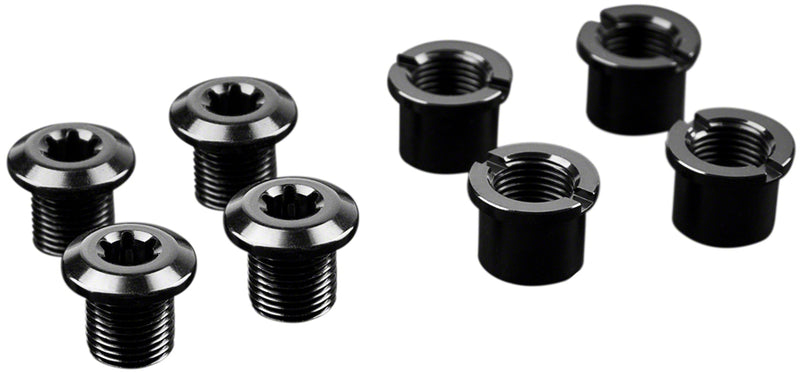 Load image into Gallery viewer, absoluteBLACK Chainring Bolt Set - Long Bolts and Nuts Set of 4 Black
