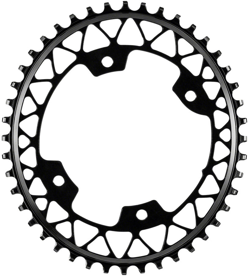 Load image into Gallery viewer, absoluteBLACK Oval 110 BCD Gravel Chainring - 46t 110 Shimano Asymmetric BCD 4-Bolt Narrow-Wide BLK
