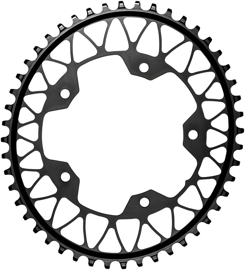 Load image into Gallery viewer, absoluteBLACK Oval 110 BCD Gravel Chainring - 46t 110 BCD 5-Bolt Narrow-Wide BLK
