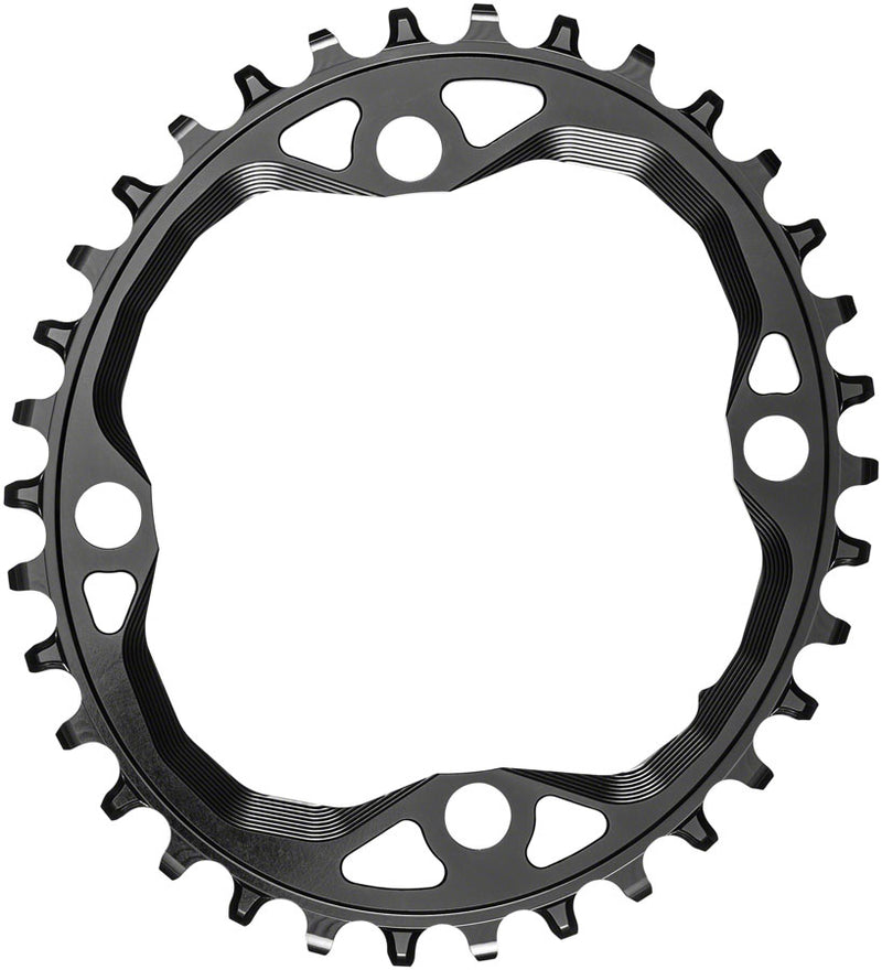 Load image into Gallery viewer, absoluteBLACK Oval 104 BCD Chainring - 34t 104 BCD 4-Bolt Requires Hyperglide+ Chain BLK

