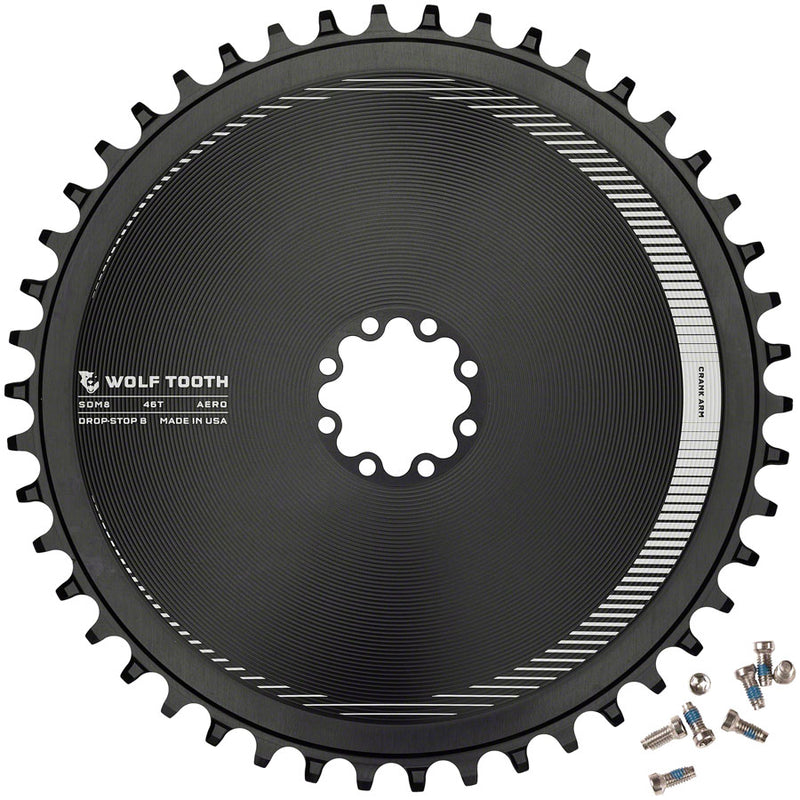 Load image into Gallery viewer, Wolf Tooth Aero Direct Mount Chainring - 46t Direct Mount SRAM 8-Bolt Drop-Stop B BLK
