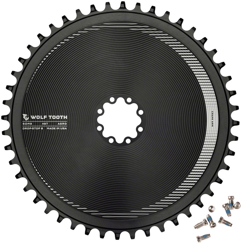 Load image into Gallery viewer, Wolf Tooth Aero Direct Mount Chainring - 48t Direct Mount SRAM 8-Bolt Drop-Stop B BLK
