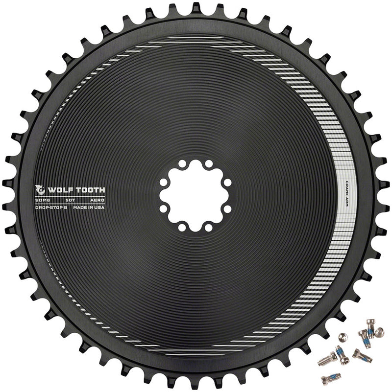 Load image into Gallery viewer, Wolf Tooth Aero Direct Mount Chainring - 50t Direct Mount SRAM 8-Bolt Drop-Stop B BLK
