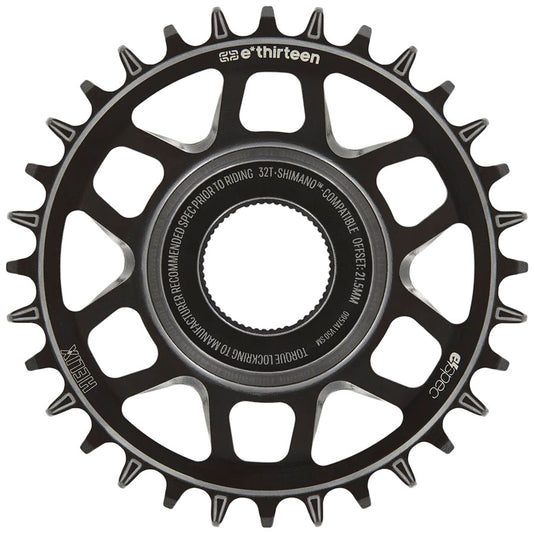 e*thirteen Helix Core e*spec  Chainring 32T Shimano Direct Mount 55mm Chainline 21.5mm Offset Shimano/Sram 11/12s Compatible BLK