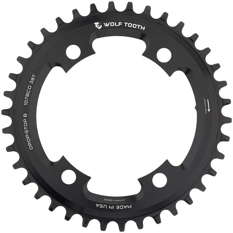 Load image into Gallery viewer, Wolf Tooth 107 BCD Chainring - 38t Compatible SRAM 107 BCD Drop-Stop B 4-Bolt BLK

