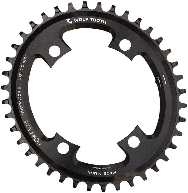 Load image into Gallery viewer, Wolf Tooth Elliptical 107 BCD Chainring - 38t Compatible SRAM 107 BCD Drop-Stop B 4-Bolt BLK
