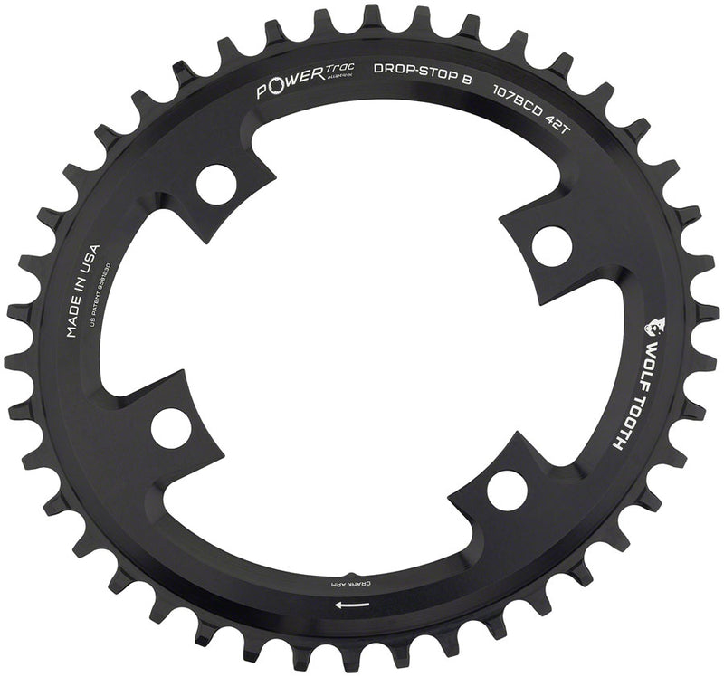 Load image into Gallery viewer, Wolf Tooth Elliptical 107 BCD Chainring - 42t Compatible SRAM 107 BCD Drop-Stop B 4-Bolt BLK

