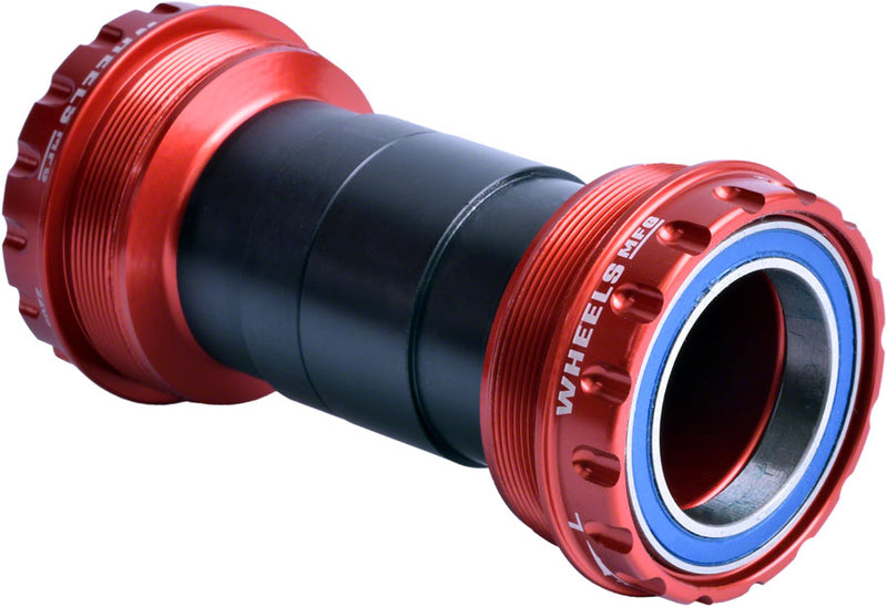 Load image into Gallery viewer, Wheels Manufacturing T47 Outboard Bottom Bracket - For 30mm Spindle ABEC-3 Bearings Fits Frames 68mm-100mm BB Shells Red
