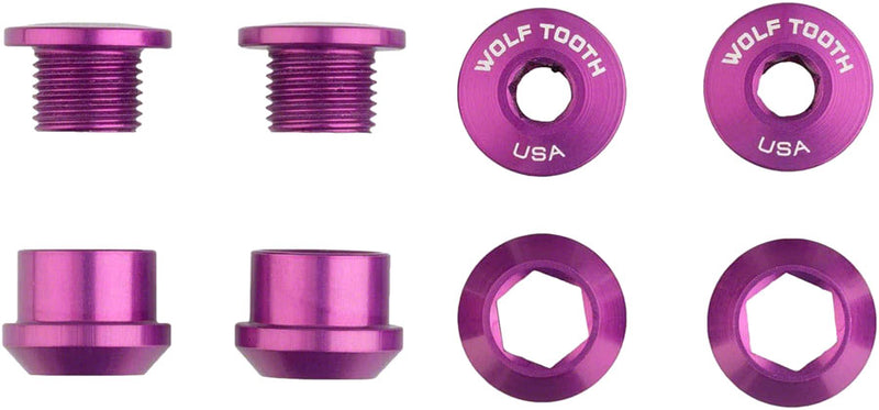 Load image into Gallery viewer, Wolf Tooth 1x Chainring Bolt Set - 6mm Dual Hex Fittings Set/4 Ultraviolet Purple

