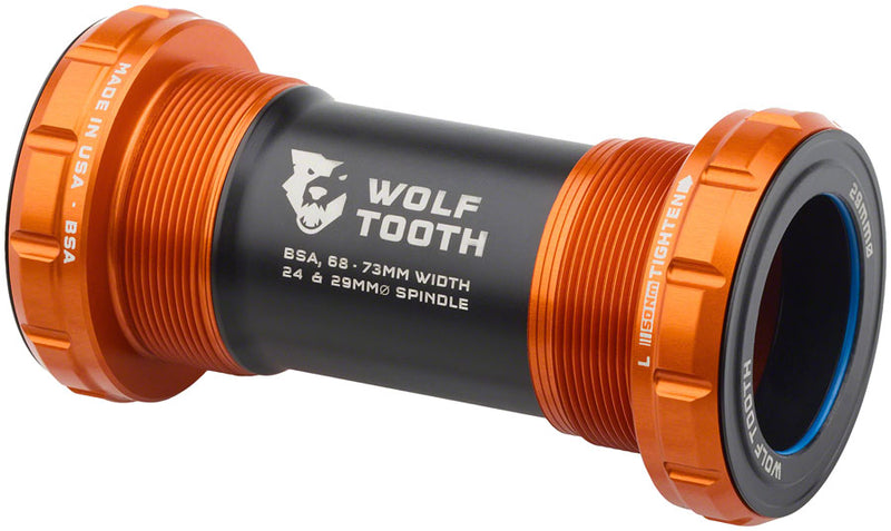 Load image into Gallery viewer, Wolf Tooth Bottom Bracket - English (BSA) 68/73mm For 29mm Spindle Orange
