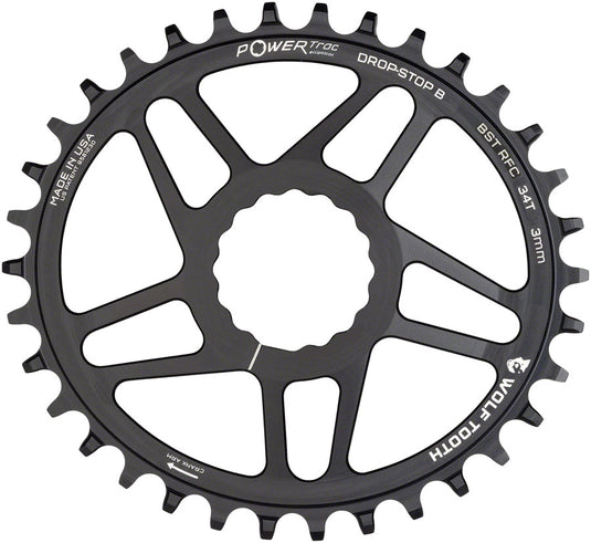 Wolf Tooth Elliptical Direct Mount Chainring - 34t RaceFace/Easton CINCH Direct Mount Drop-Stop B For Boost Cranks 3mm Offset BLK