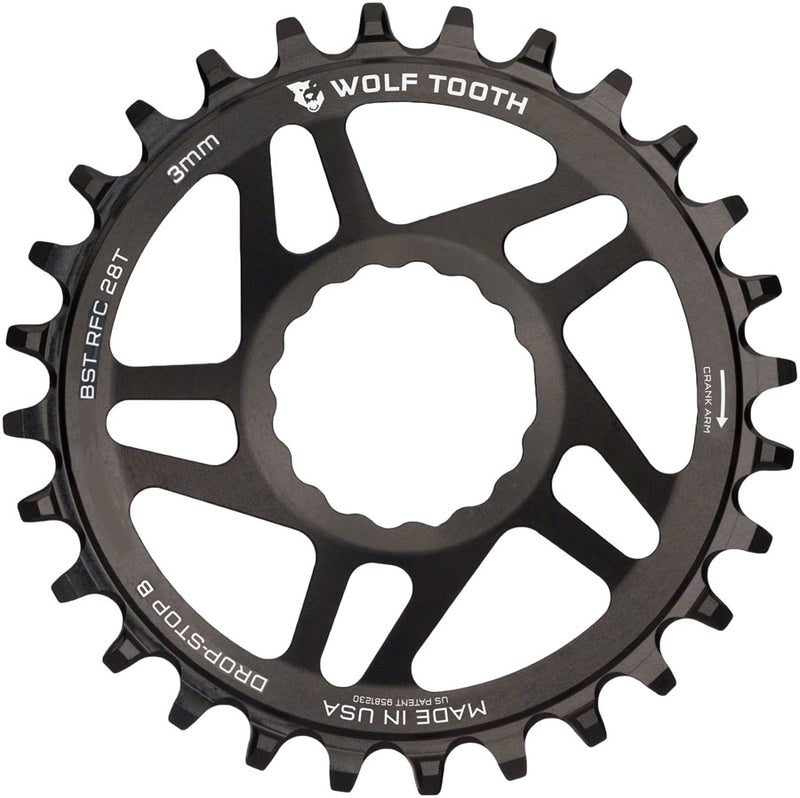 Load image into Gallery viewer, Wolf Tooth Direct Mount Chainring - 28t RaceFace/Easton CINCH Direct Mount Drop-Stop B For Boost Cranks 3mm Offset BLK
