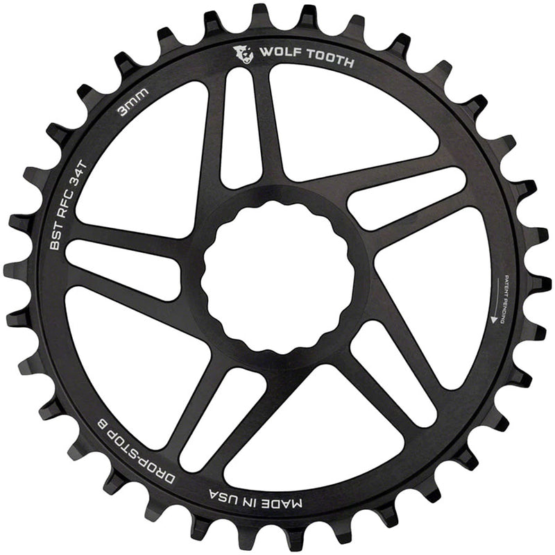 Load image into Gallery viewer, Wolf Tooth Direct Mount Chainring - 34t RaceFace/Easton CINCH Direct Mount Drop-Stop B For Boost Cranks 3mm Offset BLK
