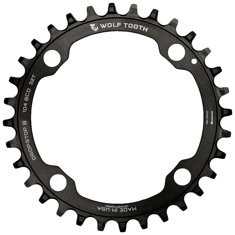 Load image into Gallery viewer, Wolf Tooth 104 BCD Chainring - 32t 104 BCD 4-Bolt Drop-Stop B Black
