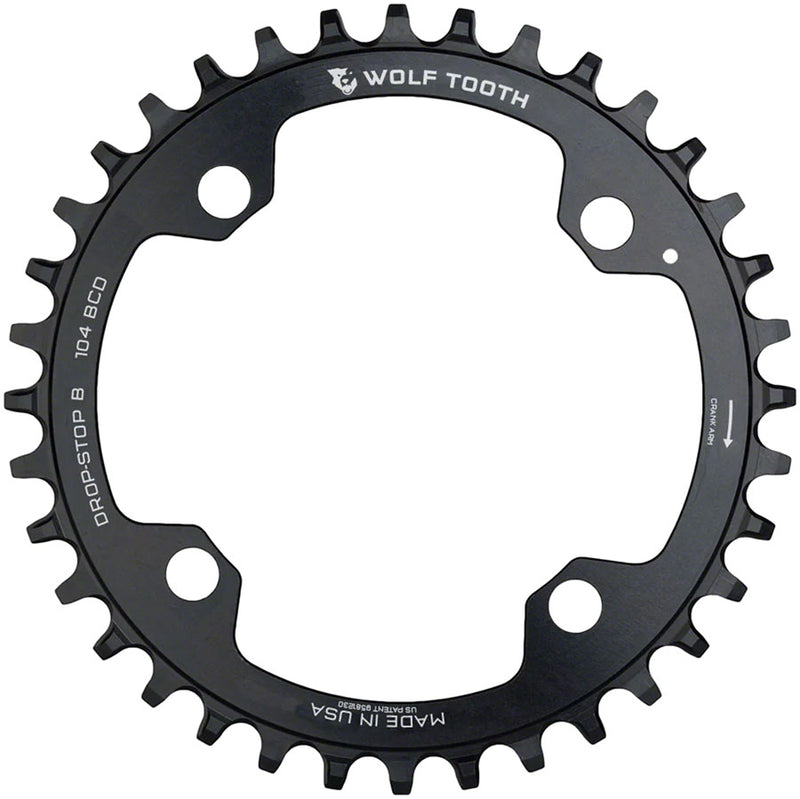 Load image into Gallery viewer, Wolf Tooth 104 BCD Chainring - 38t 104 BCD 4-Bolt Drop-Stop B Black
