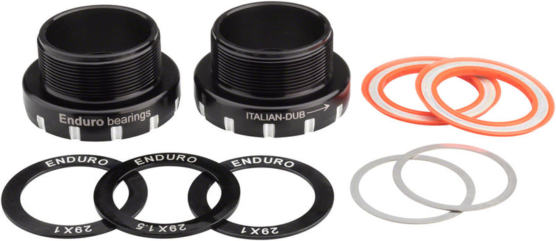 Load image into Gallery viewer, Enduro Italian Bottom Bracket DUB Spindles Stainless Steel Angular Contact Bearings BLK
