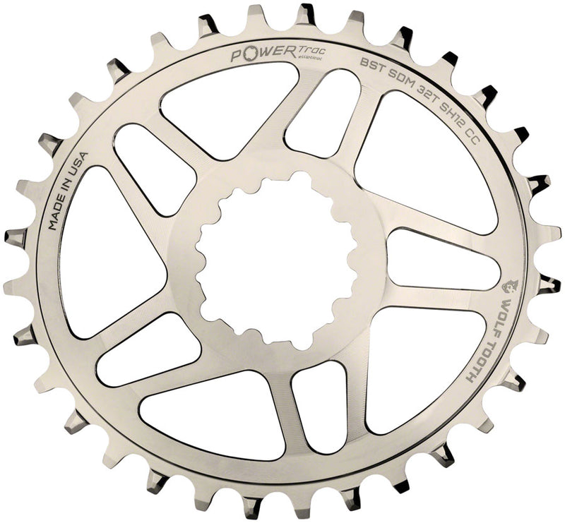 Load image into Gallery viewer, Wolf Tooth Elliptical Direct Mount Chainring - 32t SRAM 3-Bolt DM Drop-Stop ST For SRAM Boost Cranks Requires HG+ Chain Nickel Plated
