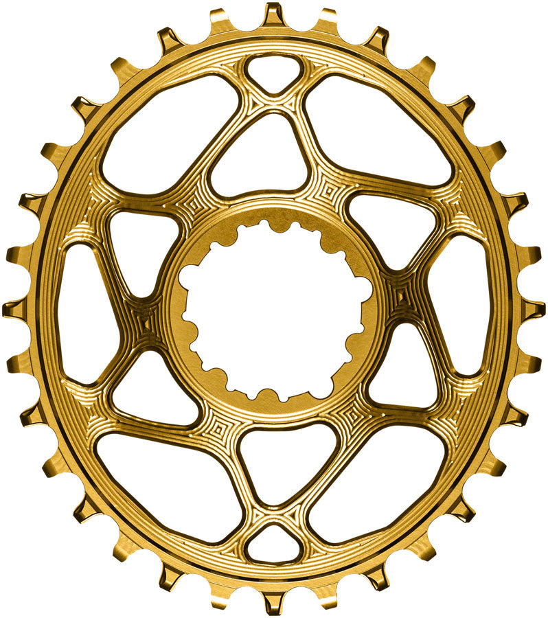 Load image into Gallery viewer, absoluteBLACK Oval Narrow-Wide Direct Mount Chainring - 32t SRAM 3-Bolt Direct Mount 3mm Offset Gold
